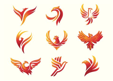 Phoenix bird symbol set 1665255 Vector Art at Vecteezy