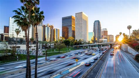 🔥 Download Los Angeles Downtown Buildings Skyline Highway Traffic