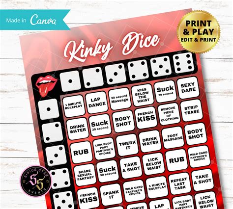 Kinky Dice Game Sexy Dice Game Adult 21 Over Game Board Etsy