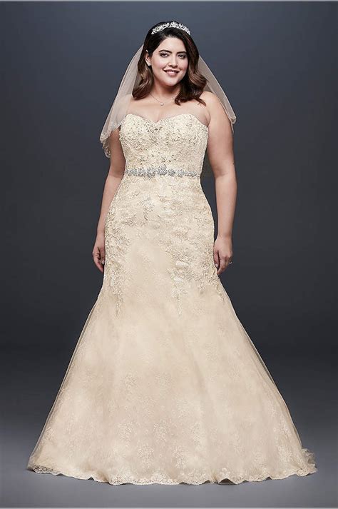 Charming lace mermaid bridal gowns. Oleg Cassini Off the Shoulder Lace Wedding Dress | David's ...