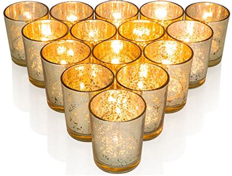 Buy Premium Votive Candle Holders Made Of Mercury Glass With Speckled Gold Adds Warm Elegant