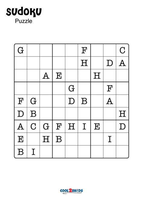 Free Printable Alphabet Sudoku Puzzles