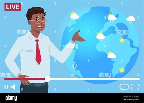 Man Anchorman Wheather Channel Vector Illustration Worldwide Weather