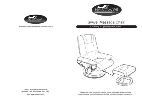 Restwell Swivel Massage Chair Assembly And Operating Instructions Pdf