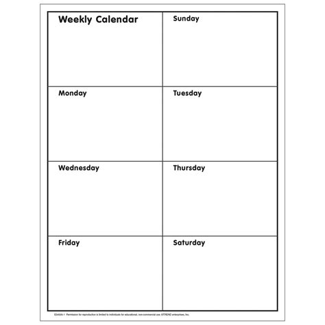 Printable Blank Weekly Calendar