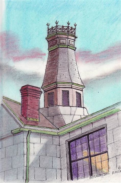 Old Salem Jail Roof Top Drawing By Paul Meinerth Fine Art America