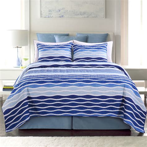 Slpr Blue Wave Piece Bedding Quilt Set King With Shams Summer