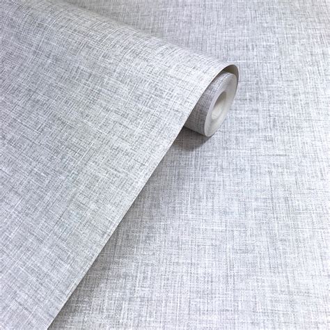 Arthouse Linen Texture Light Grey Wallpaper 676006 Allen Braithwaite