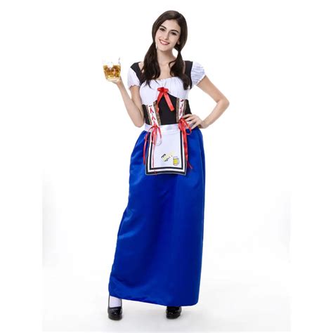 Hot Sale Sexy Blue Beer Girl Uniforms Carnaval October Festival German Wench Costume Oktoberfest