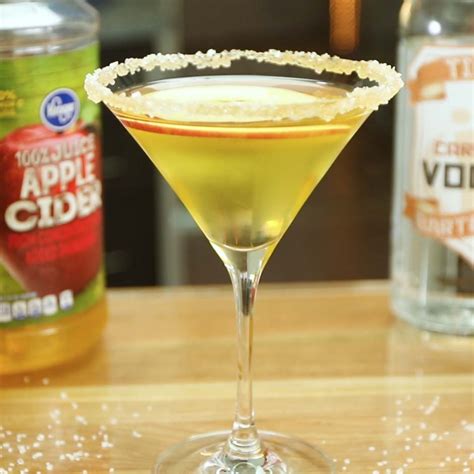Apple martini cocktail drink recipe video. Salted Caramel Apple Martini