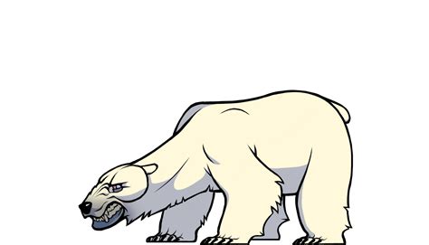 A Drawing Of A Polar Bear Standing On One Leg And Looking Down At The