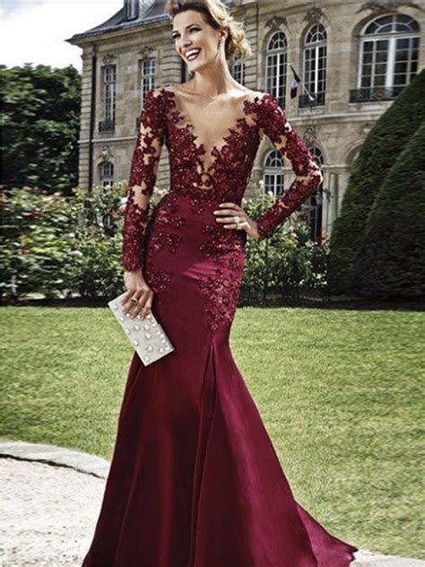 burgundy prom dresses sheath column v neck floor length elastic woven satin prom dress evening