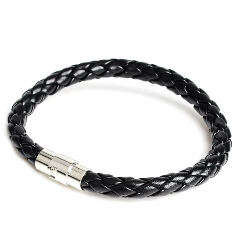 New Classic Unisex Stainless Steel Braided Pu Leather Bracelet For Women Wristband Rope Chain