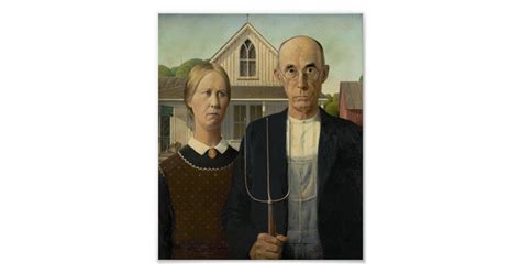 American Gothic Painting Grant Wood Poster Zazzle