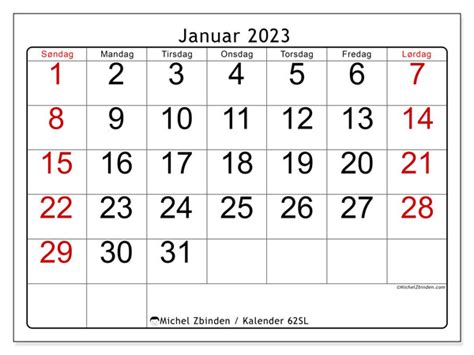 Kalender For Januar 2023 For Utskrift “62sl” Michel Zbinden No