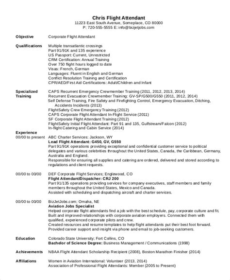 6 Flight Attendant Resume Templates Pdf Doc