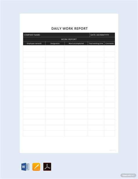 Daily Work Report Template In Word Format
