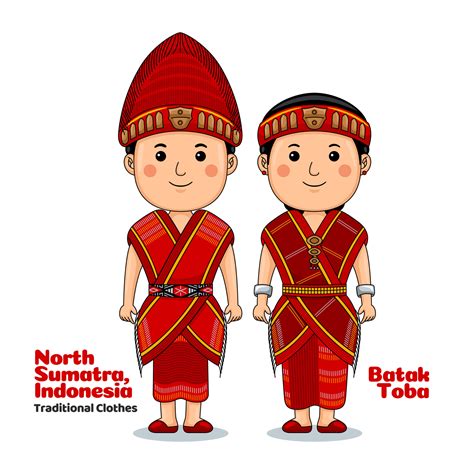 Couple Wear Batak Toba North Sumatra Indonesian Traditional Clothes Vector Art At