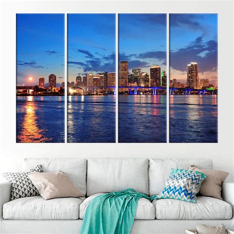 Miami Florida Skyline Wall Art Decor Downtown Miami City Print Etsy