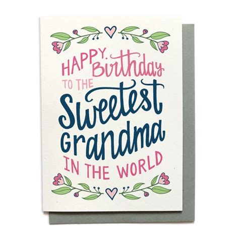 Grandma Birthday Card Sweetest Grandma In The World Etsy