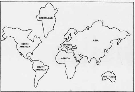 Continents Cut Template Coloring Map Drawing Outs Seven Globe Pangea