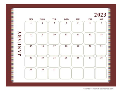 2023 calendar template large boxes free printable templates