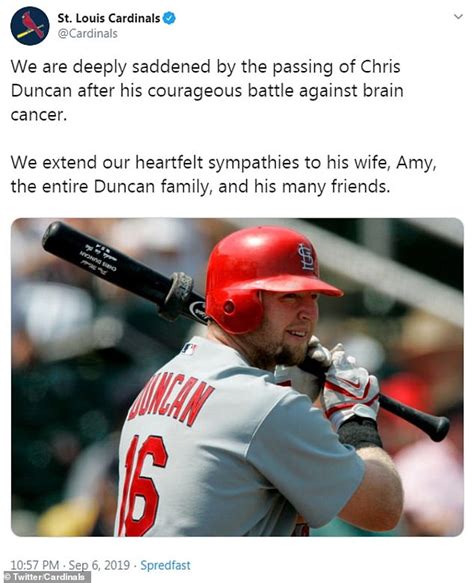 Former Cardinals Outfielder Chris Duncan Dies At 38 After Seven Year Battle With Brain Cancer