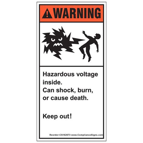 Ansi Label Hazardous Voltage Will Shock Burn Electrical Voltage
