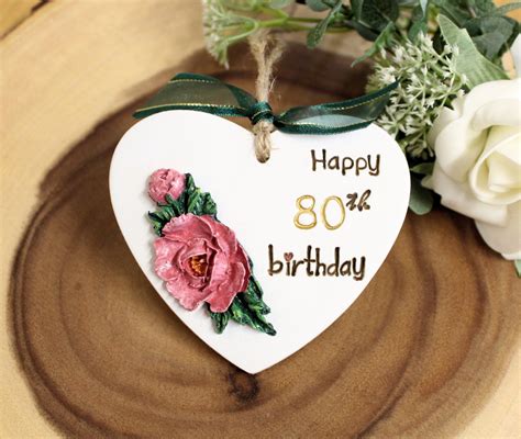 Happy 80th Birthday Clay Hanging Heart Handmade Clay 80th Etsy Happy 80th Birthday 80th