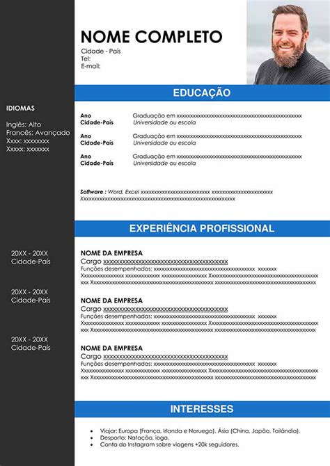 Modelo De Cv Em Word Gratis Para Preencher Curriculos Prontos Images