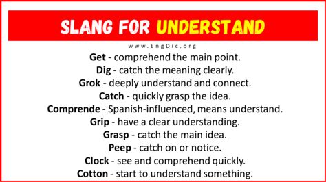 30 Slang For Understand Their Uses And Meanings Engdic
