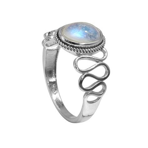 Anillo de Plata 925 Diseño Simple con Piedra Luna