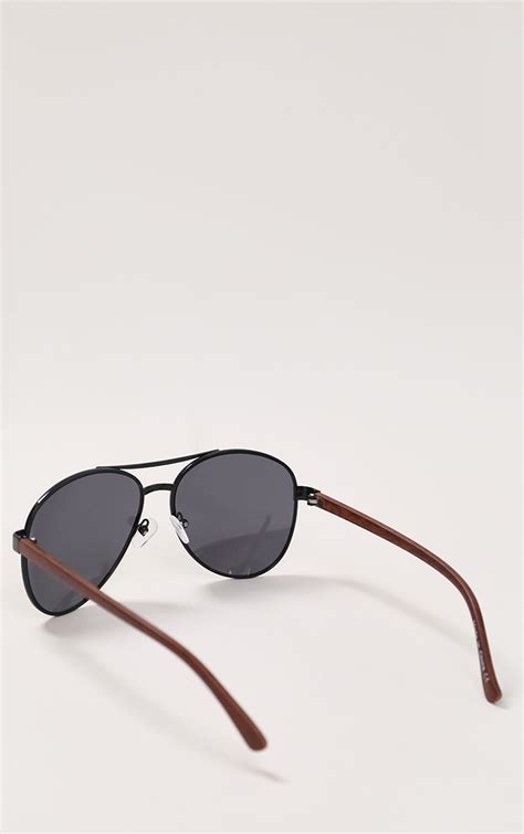 black lens brow bar oversized aviator sunglasses prettylittlething uae