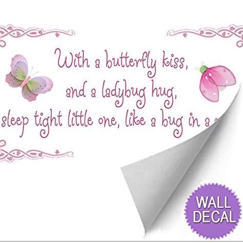 Butterfly Kiss Ladybug Hug Quote Removable Vinyl Wall Sticker Saying Butterflies Ladybugs Lady