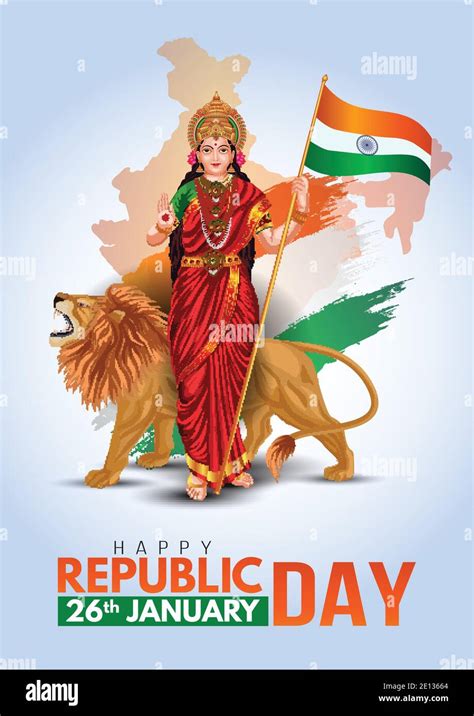 Happy Republic Day India 26 January Bharath Mata Holding Indian Flag