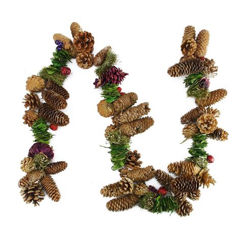 Pine Cone Twig And Berry Artificial Christmas Garland Artificial
