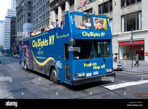 A City Sights Ny Tour Bus On Broadway In Lower Manhattan Ny Stock