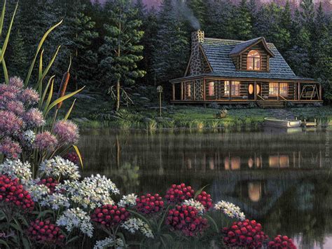 Lake Cabin Wallpaper Wallpapersafari