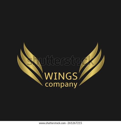 Golden Wings Logo On Black Background Stock Vector Royalty Free 261267215