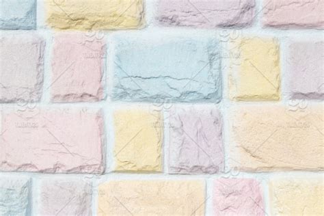 Colorful Pastel Brick Wall Texture Background Pink