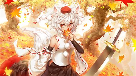 Wallpaper Illustration White Hair Anime Girls Animal Ears Tail