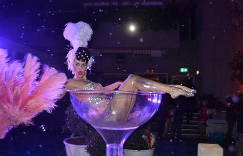 Giant Martini Glass Performer Hire Retro Chic Burlesque Artist Australia