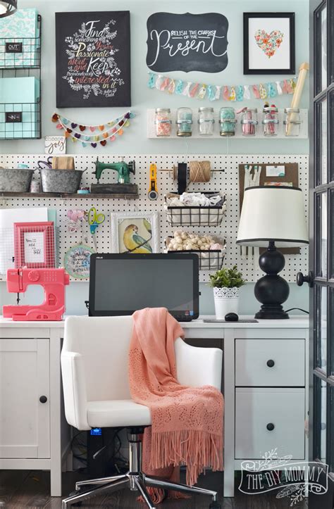 An inspiring and organized home office by amy at 11 magnolia lane. My Colourful Boho Craft Room Office Tour (Video) | The DIY ...