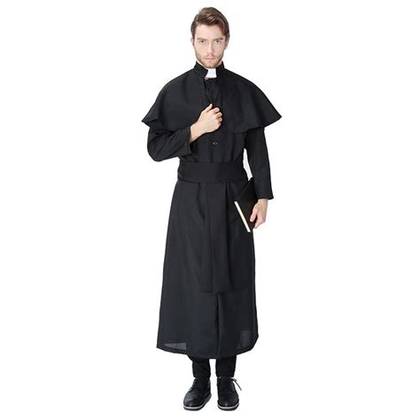 Mens Vicar Priest Clergyman Church Father Fancy Dress Costume Cross