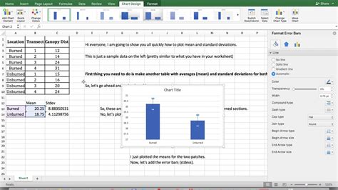 Plotting Means And Standard Deviations In Excel Youtube