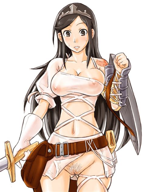 Sato Iori Aisha Ash Archaic Sealed Heat Ash Game 1girl Areola Slip Armor Belt Black