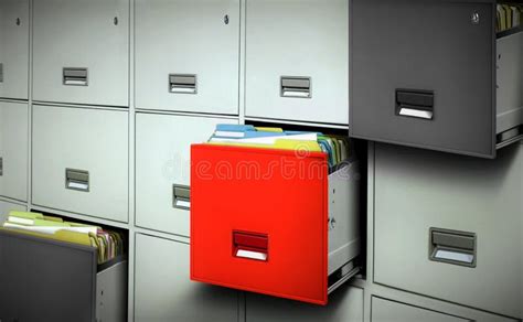 File Cabinet With Files And Open Drawers Stock Photo Image Of