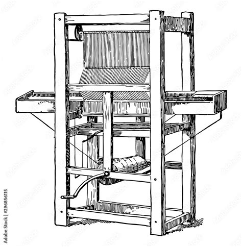 Cartwright First Power Loom Vintage Illustration Stock Vector Adobe