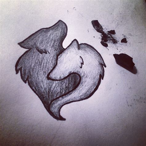 Wolves Love Drawing Pencil Tattoo Idea Cute Wolf Drawings Easy Love