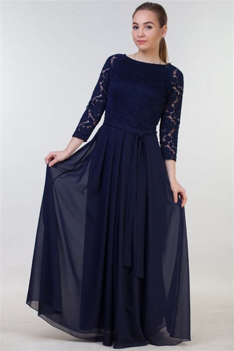 Today we're having a look at new season bridesmaid. Long navy blue bridesmaid dress with sleeves Navy blue lace